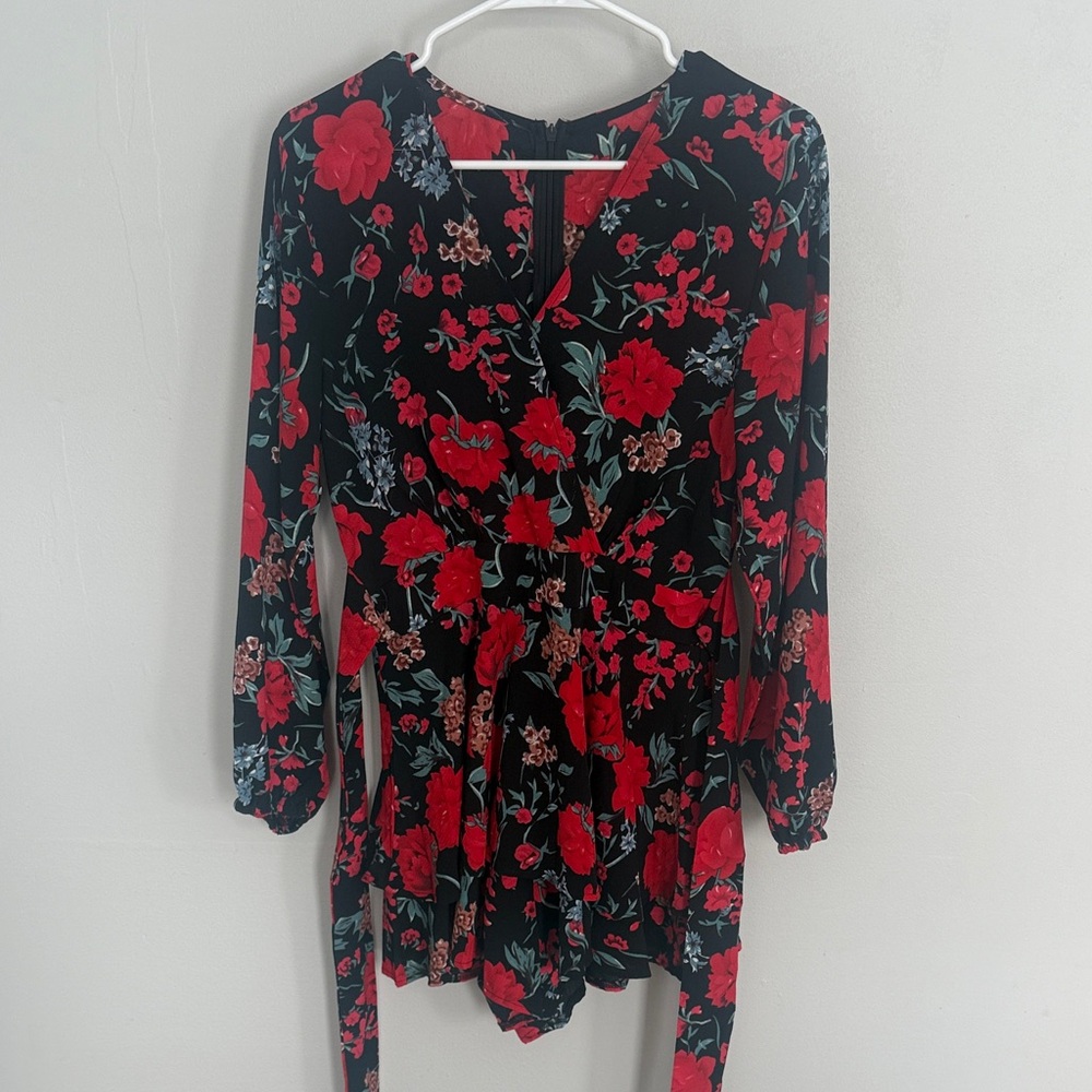 Amazon Black and Red Floral Jumpsuit